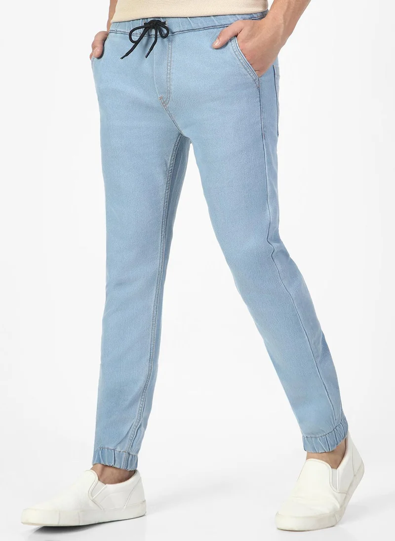 Urbano Fashion  Urbano Fashion Men's Ice Blue Slim Fit Washed Jogger Jeans Stretch for Men | Best Price UAE